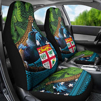 Fiji and New Zealand Tui Bird Car Seat Cover Koru Fern Leafs and Palm Tree With Plumeria LT03 - Polynesian Pride