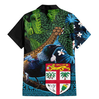 Fiji and New Zealand Tui Bird Family Matching Mermaid Dress and Hawaiian Shirt Koru Fern Leafs and Palm Tree With Plumeria LT03 - Polynesian Pride