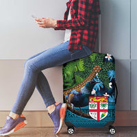Fiji and New Zealand Tui Bird Luggage Cover Koru Fern Leafs and Palm Tree With Plumeria LT03 - Polynesian Pride