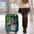 Fiji and New Zealand Tui Bird Luggage Cover Koru Fern Leafs and Palm Tree With Plumeria