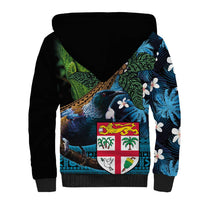 Fiji and New Zealand Tui Bird Sherpa Hoodie Koru Fern Leafs and Palm Tree With Plumeria LT03 - Polynesian Pride
