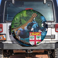 Fiji and New Zealand Tui Bird Spare Tire Cover Koru Fern Leafs and Palm Tree With Plumeria LT03 Blue - Polynesian Pride