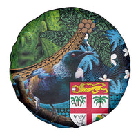 Fiji and New Zealand Tui Bird Spare Tire Cover Koru Fern Leafs and Palm Tree With Plumeria LT03 - Polynesian Pride
