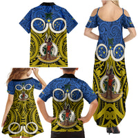 Vanuatu Tafea Province Family Matching Summer Maxi Dress and Hawaiian Shirt Pig Tusk Mix Maori Pattern and Namele Leaf LT03 - Polynesian Pride
