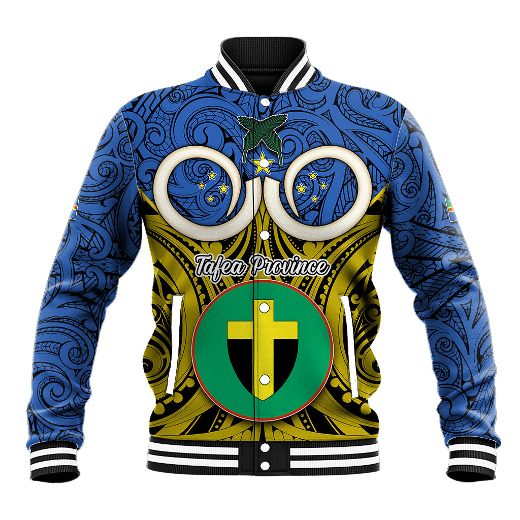 Personalised Vanuatu Tafea Province Baseball Jacket Pig Tusk Mix Maori Pattern and Namele Leaf LT03 Unisex Blue - Polynesian Pride