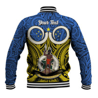 Personalised Vanuatu Tafea Province Baseball Jacket Pig Tusk Mix Maori Pattern and Namele Leaf LT03 - Polynesian Pride