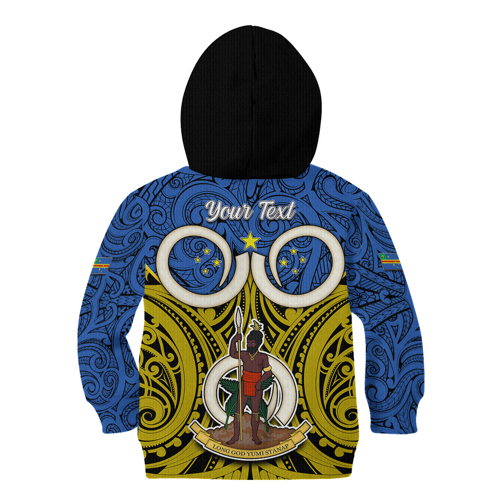 Personalised Vanuatu Tafea Province Kid Hoodie Pig Tusk Mix Maori Pattern and Namele Leaf LT03 - Polynesian Pride