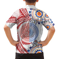 Tongan and Australian Culture Together Family Matching Off Shoulder Maxi Dress and Hawaiian Shirt Ngatu Art Tribal Aboriginal Tattoo Pattern LT03 - Polynesian Pride