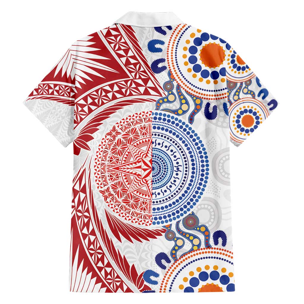 Tongan and Australian Culture Together Family Matching Summer Maxi Dress and Hawaiian Shirt Ngatu Art Tribal Aboriginal Tattoo Pattern LT03 - Polynesian Pride