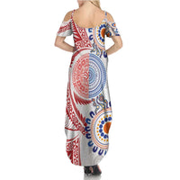 Tongan and Australian Culture Together Family Matching Summer Maxi Dress and Hawaiian Shirt Ngatu Art Tribal Aboriginal Tattoo Pattern LT03 - Polynesian Pride