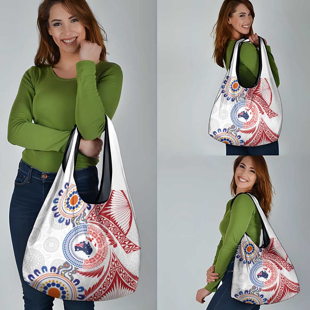 Tongan and Australian Culture Together Grocery Bag Ngatu Art Tribal Aboriginal Tattoo Pattern - Polynesian Pride
