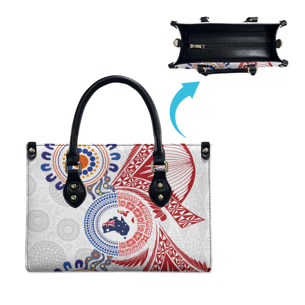 Tongan and Australian Culture Together Leather Bag Ngatu Art Tribal Aboriginal Tattoo Pattern - Polynesian Pride