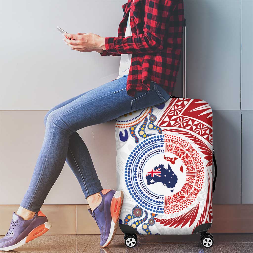 Tongan and Australian Culture Together Luggage Cover Ngatu Art Tribal Aboriginal Tattoo Pattern - Polynesian Pride