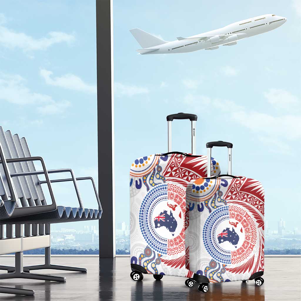 Tongan and Australian Culture Together Luggage Cover Ngatu Art Tribal Aboriginal Tattoo Pattern - Polynesian Pride