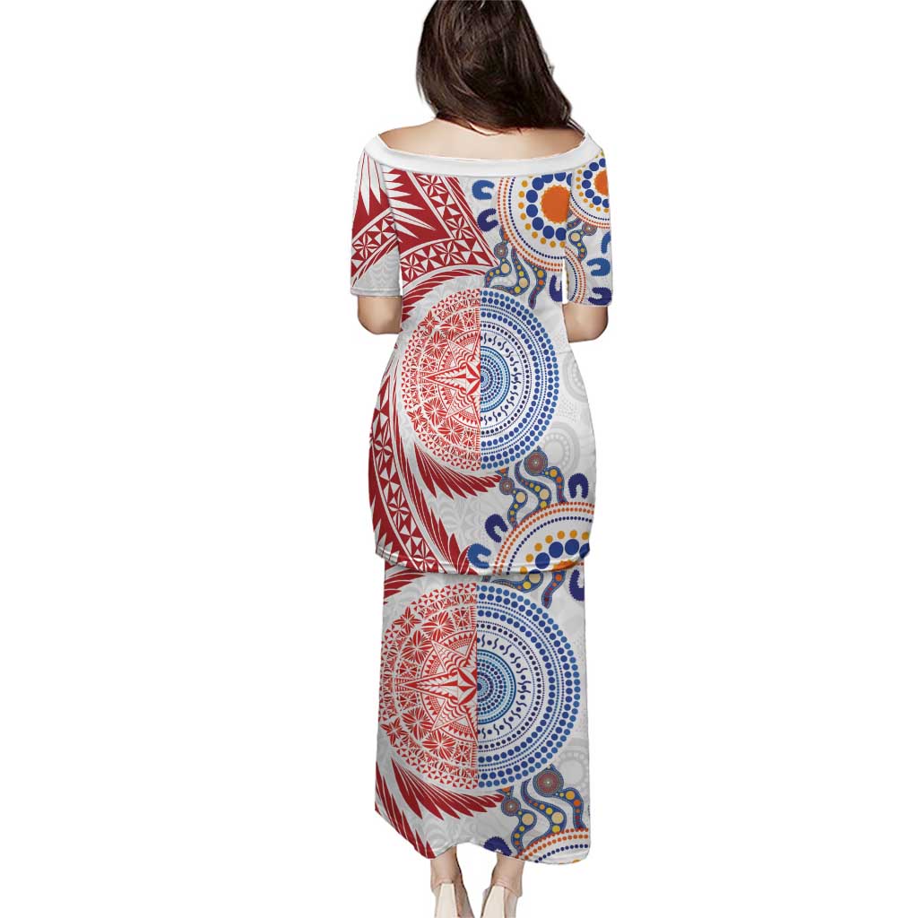Tongan and Australian Culture Together Puletasi Ngatu Art Tribal Aboriginal Tattoo Pattern - Polynesian Pride