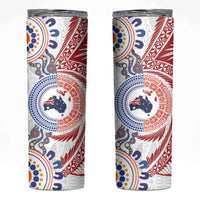 Tongan and Australian Culture Together Skinny Tumbler Ngatu Art Tribal Aboriginal Tattoo Pattern LT03 White - Polynesian Pride