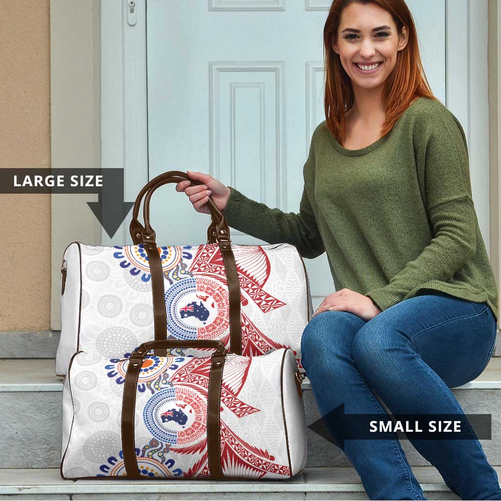 Tongan and Australian Culture Together Travel Bag Ngatu Art Tribal Aboriginal Tattoo Pattern - Polynesian Pride