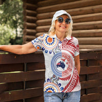 Tongan and Australian Culture Together Women Polo Shirt Ngatu Art Tribal Aboriginal Tattoo Pattern LT03 - Polynesian Pride