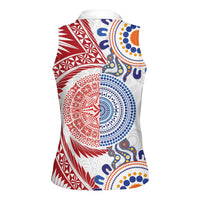 Tongan and Australian Culture Together Women Sleeveless Polo Shirt Ngatu Art Tribal Aboriginal Tattoo Pattern LT03 - Polynesian Pride