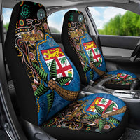 Fijian and Australian Culture Together Car Seat Cover Aboriginal Art and Tapa Motifs with Kangaroo and Palm Tree LT03 - Polynesian Pride