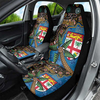 Fijian and Australian Culture Together Car Seat Cover Aboriginal Art and Tapa Motifs with Kangaroo and Palm Tree LT03 - Polynesian Pride
