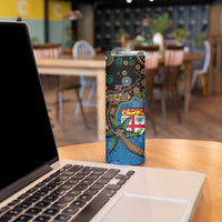 Fijian and Australian Culture Together Skinny Tumbler Aboriginal Art and Tapa Motifs with Kangaroo and Palm Tree LT03 - Polynesian Pride