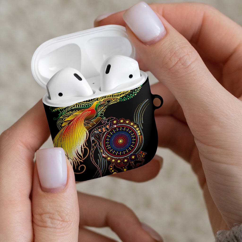 Papua New Guinea and Australia Together AirPods Case Bird of Paradise and Kangaroo Melanesian Aboriginal Motifs LT03 - Polynesian Pride