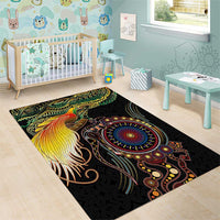 Papua New Guinea and Australia Together Area Rug Bird of Paradise and Kangaroo Melanesian Aboriginal Motifs LT03 - Polynesian Pride