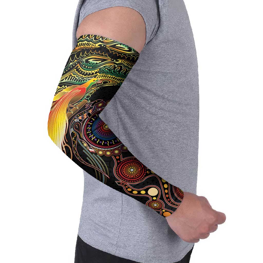 Papua New Guinea and Australia Together Arm Sleeves Bird of Paradise and Kangaroo Melanesian Aboriginal Motifs LT03 - Polynesian Pride
