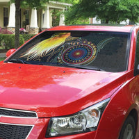 Papua New Guinea and Australia Together Auto Sun Shade Bird of Paradise and Kangaroo Melanesian Aboriginal Motifs LT03 - Polynesian Pride