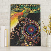 Papua New Guinea and Australia Together Canvas Wall Art Bird of Paradise and Kangaroo Melanesian Aboriginal Motifs LT03 Without Frame Black - Polynesian Pride