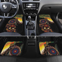 Papua New Guinea and Australia Together Car Mats Bird of Paradise and Kangaroo Melanesian Aboriginal Motifs LT03 Set 4pcs Black - Polynesian Pride
