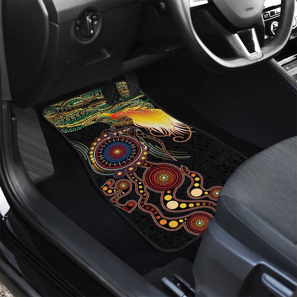 Papua New Guinea and Australia Together Car Mats Bird of Paradise and Kangaroo Melanesian Aboriginal Motifs LT03 - Polynesian Pride