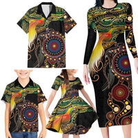 Papua New Guinea and Australia Together Family Matching Long Sleeve Bodycon Dress and Hawaiian Shirt Bird of Paradise and Kangaroo Melanesian Aboriginal Motifs LT03 - Polynesian Pride