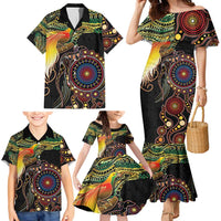 Papua New Guinea and Australia Together Family Matching Mermaid Dress and Hawaiian Shirt Bird of Paradise and Kangaroo Melanesian Aboriginal Motifs LT03 - Polynesian Pride