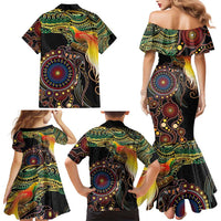 Papua New Guinea and Australia Together Family Matching Mermaid Dress and Hawaiian Shirt Bird of Paradise and Kangaroo Melanesian Aboriginal Motifs LT03 - Polynesian Pride
