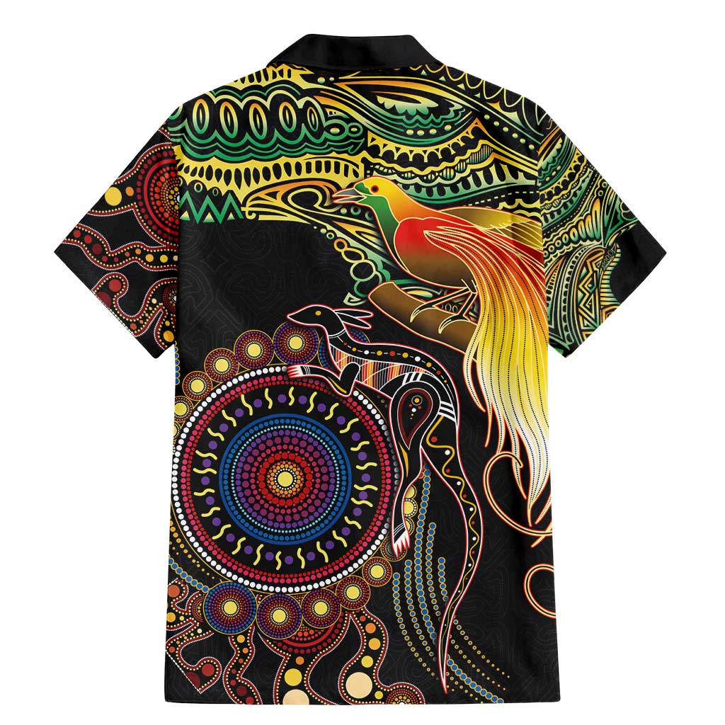 Papua New Guinea and Australia Together Family Matching Mermaid Dress and Hawaiian Shirt Bird of Paradise and Kangaroo Melanesian Aboriginal Motifs LT03 - Polynesian Pride