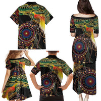 Papua New Guinea and Australia Together Family Matching Puletasi and Hawaiian Shirt Bird of Paradise and Kangaroo Melanesian Aboriginal Motifs LT03 - Polynesian Pride