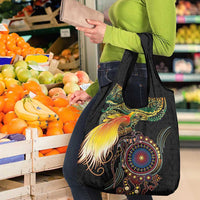 Papua New Guinea and Australia Together Grocery Bag Bird of Paradise and Kangaroo Melanesian Aboriginal Motifs LT03 - Polynesian Pride