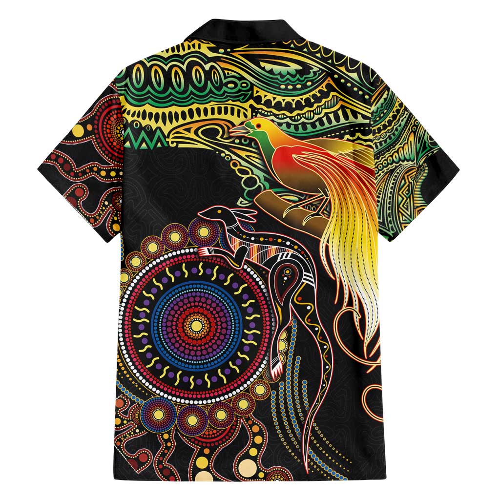 Papua New Guinea and Australia Together Hawaiian Shirt Bird of Paradise and Kangaroo Melanesian Aboriginal Motifs LT03 - Polynesian Pride