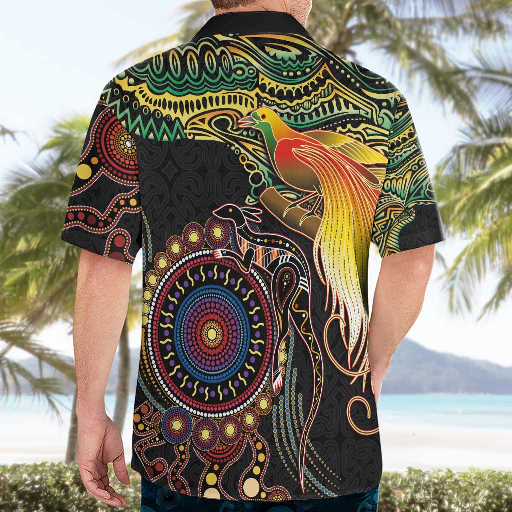 Papua New Guinea and Australia Together Hawaiian Shirt Bird of Paradise and Kangaroo Melanesian Aboriginal Motifs LT03 - Polynesian Pride