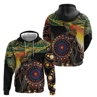 Papua New Guinea and Australia Together Hoodie Bird of Paradise and Kangaroo Melanesian Aboriginal Motifs LT03 - Polynesian Pride