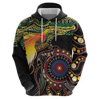 Papua New Guinea and Australia Together Hoodie Bird of Paradise and Kangaroo Melanesian Aboriginal Motifs LT03 - Polynesian Pride