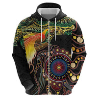 Papua New Guinea and Australia Together Hoodie Bird of Paradise and Kangaroo Melanesian Aboriginal Motifs LT03 - Polynesian Pride