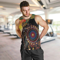 Papua New Guinea and Australia Together Men Tank Top Bird of Paradise and Kangaroo Melanesian Aboriginal Motifs LT03 Black - Polynesian Pride