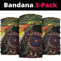 Papua New Guinea and Australia Together Neck Gaiter Bird of Paradise and Kangaroo Melanesian Aboriginal Motifs LT03 package One Size: 25*50cm Black - Polynesian Pride