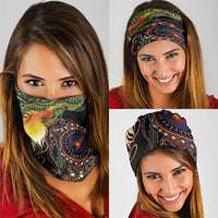 Papua New Guinea and Australia Together Neck Gaiter Bird of Paradise and Kangaroo Melanesian Aboriginal Motifs LT03 - Polynesian Pride