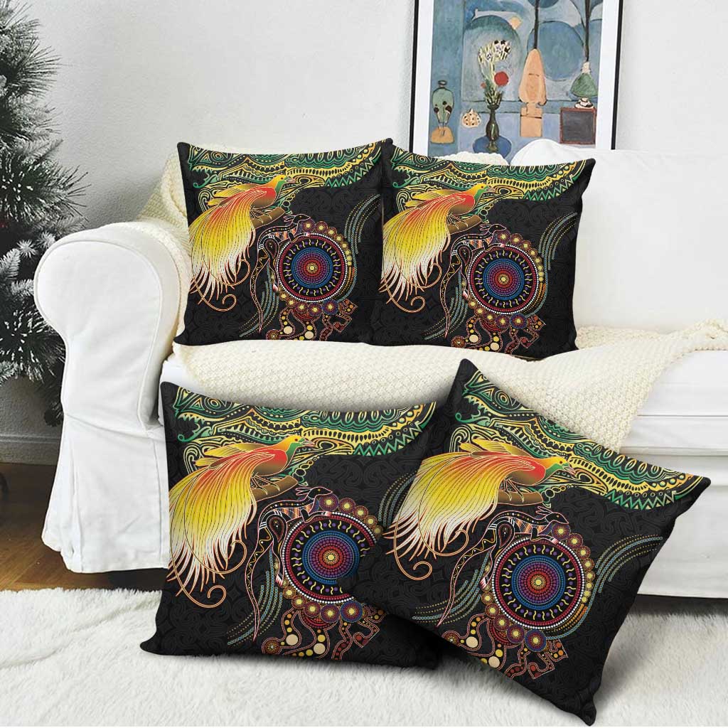 Papua New Guinea and Australia Together Pillow Cover Bird of Paradise and Kangaroo Melanesian Aboriginal Motifs LT03 - Polynesian Pride