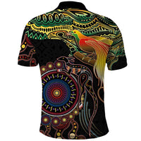 Papua New Guinea and Australia Together Polo Shirt Bird of Paradise and Kangaroo Melanesian Aboriginal Motifs LT03 - Polynesian Pride