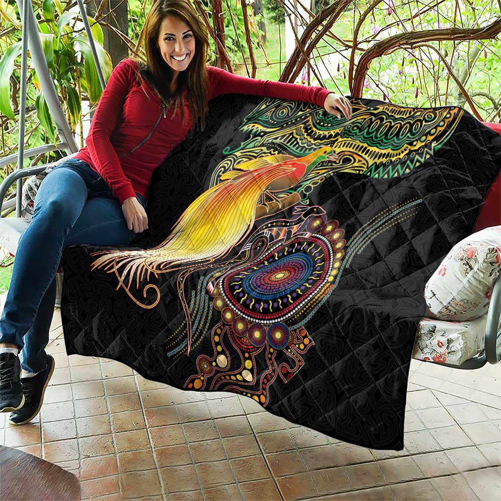 Papua New Guinea and Australia Together Quilt Bird of Paradise and Kangaroo Melanesian Aboriginal Motifs LT03 - Polynesian Pride